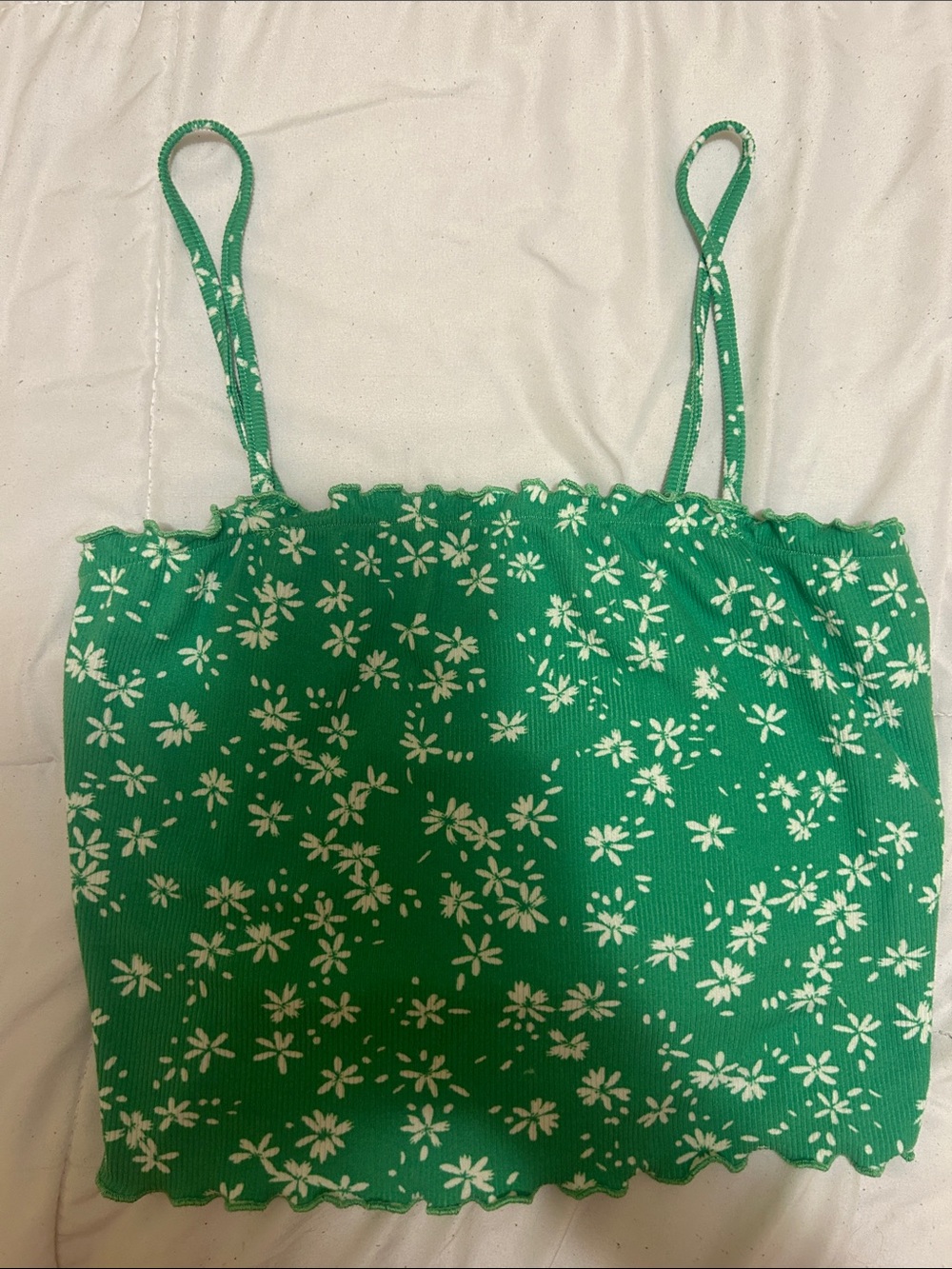 Green Floral Smocked Cami Top